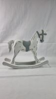 Shabby Chic Deko Pferd Holzoptik weiss grau