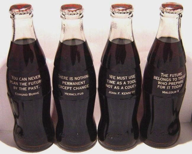 4 CocaCola Flaschen Last Edition 1999, englische Sprüche Kaufen auf