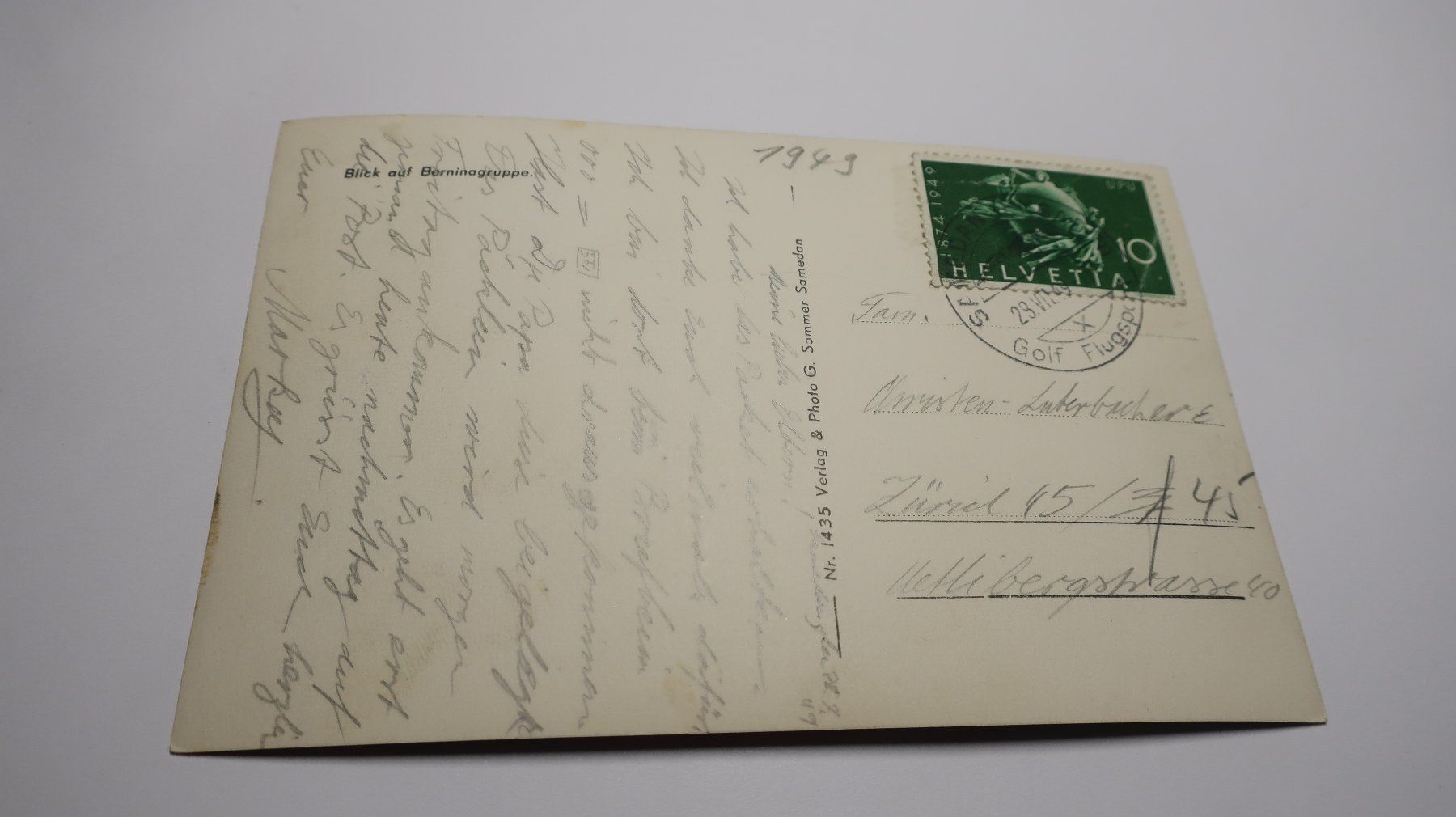 Cartoline postali: Blick auf Berninagruppe  1949 – Usato da Cormoret venduto da Pascalll2001 3