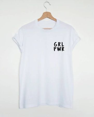 Weisses T-Shirt mit GRL PWR Aufdruck, Grösse XS