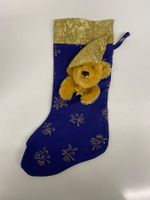 Weihnacht Deko Socke Strumpf Bär Teddy blau