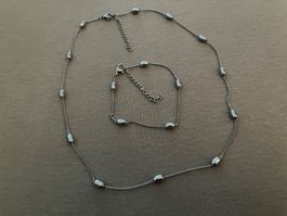 2tlg Edelstahl 304L Set Kette und Armband, elegantes Design