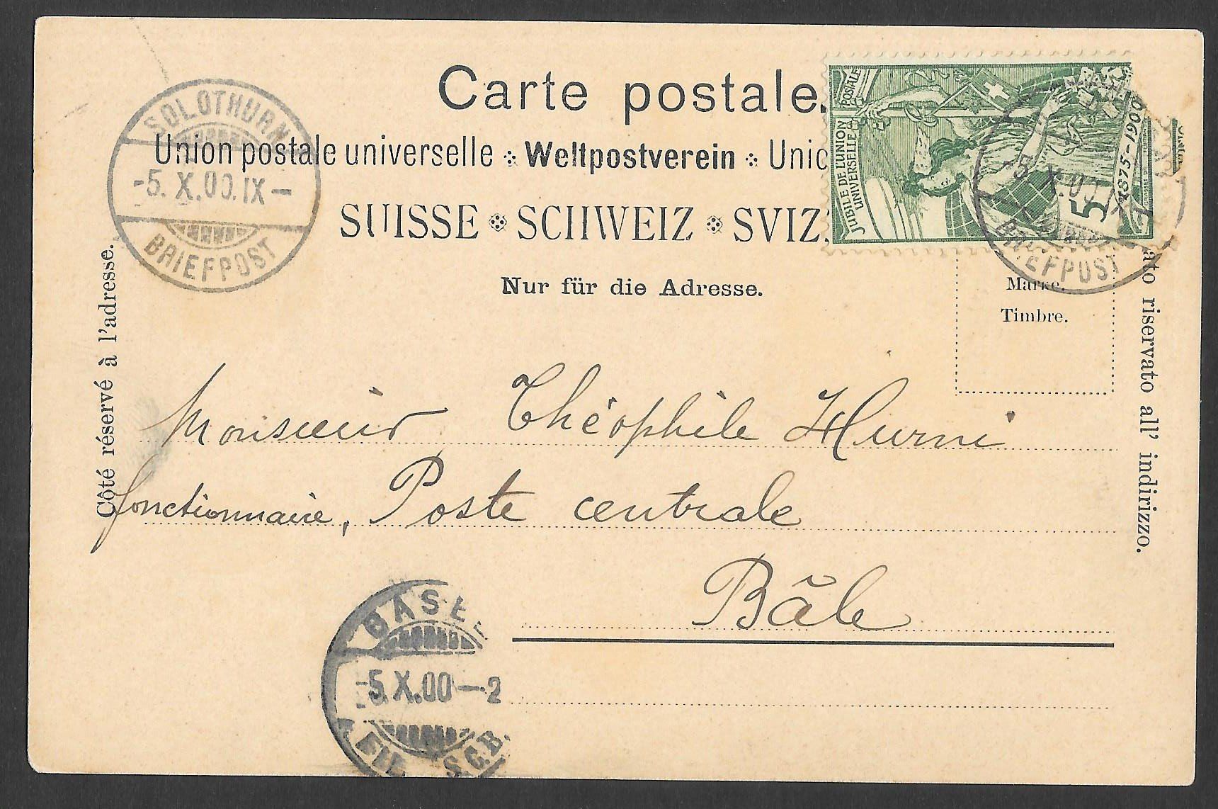 Cartoline postali: Solothurn Teilansicht mit Hotel du Cerf – Usato da Olten venduto da clotaldi 1