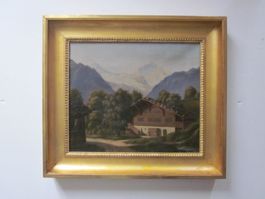 INTERLAKEN MIT JUNGFRAU  Oel auf Leinwand