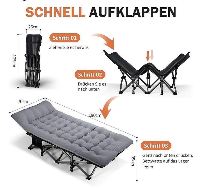 Liegen & Liegestühle: Klappbares Campingbett – Neu und originalverpackt aus Niederrohrdorf von eic_kq8p 1