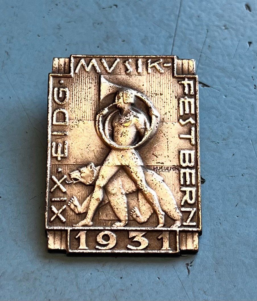 Swiss Placchette & Badge: XIX. Eidg. Musikfest Bern 1931 – Usato da Obernau venduto da Wgnom
