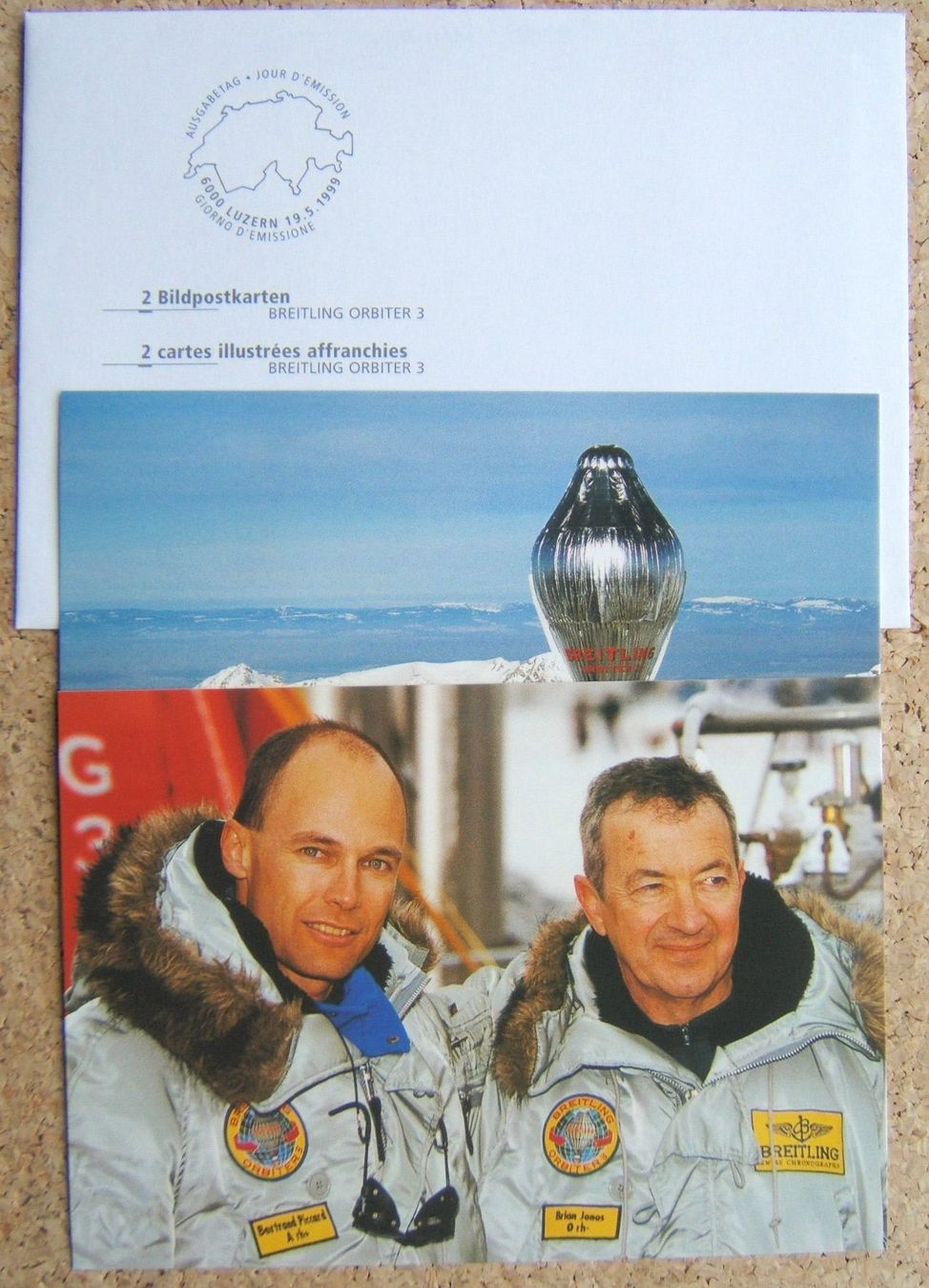 Alle Briefmarken: 2 BILDPOSTKARTEN BREITLING ORBITER 3 – Gebraucht aus Brunnen von Nonne04