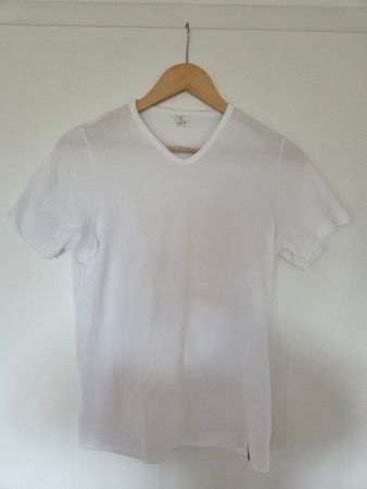 John Adams V-Neck T-Shirt Weiss S Stretch