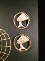 2 Goldene Broschen, Nofretete, Ägypten, Vintage