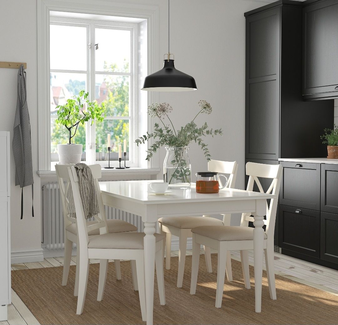 Ikea Tischset: Esstisch weiss mit 4 Stühlen (IKEA Ingatorp / Ingolf) – Gebraucht aus Opfikon von cw.h7 1