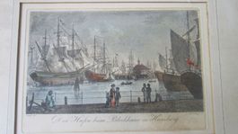 Der Hafen beim Blockhaus in Hamburg Original Radierung