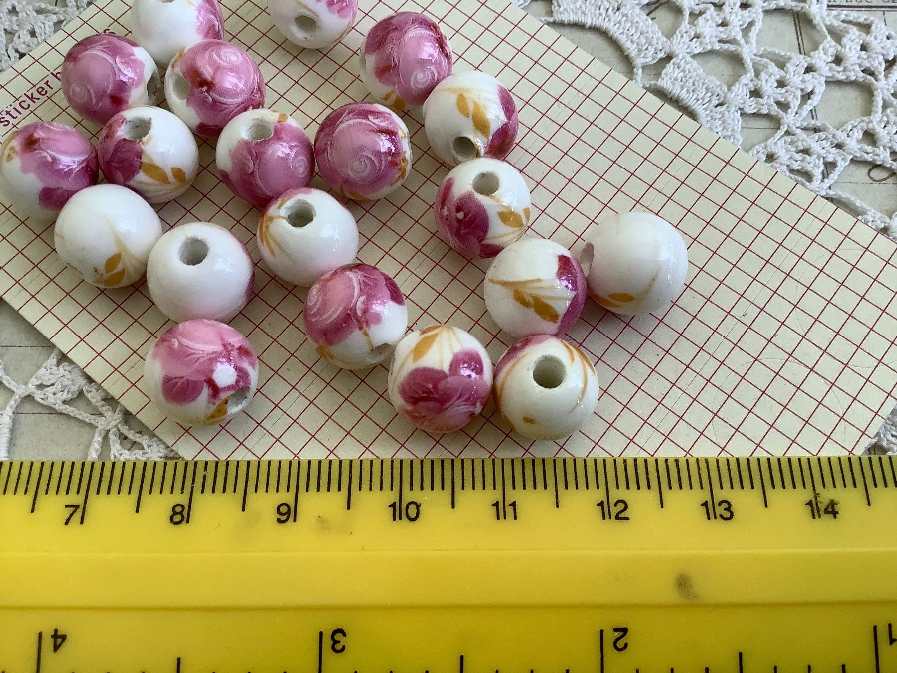 Perle (finte): 20 Perlen Perles rose Blumen Keramik Shabby Chic – Nuovo (secondo la descrizione) da Meyrin venduto da laservette99 1