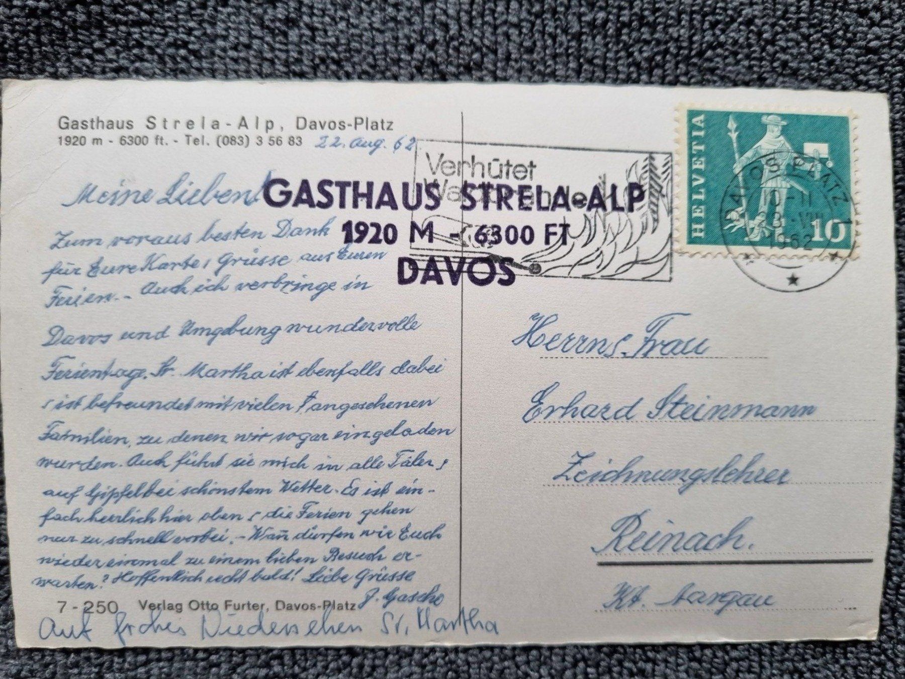 Ansichtskarten: Davos Strela 1962 Ansichtskarten gelaufen mit Marke – Gebraucht aus Reinach AG von Cme 1