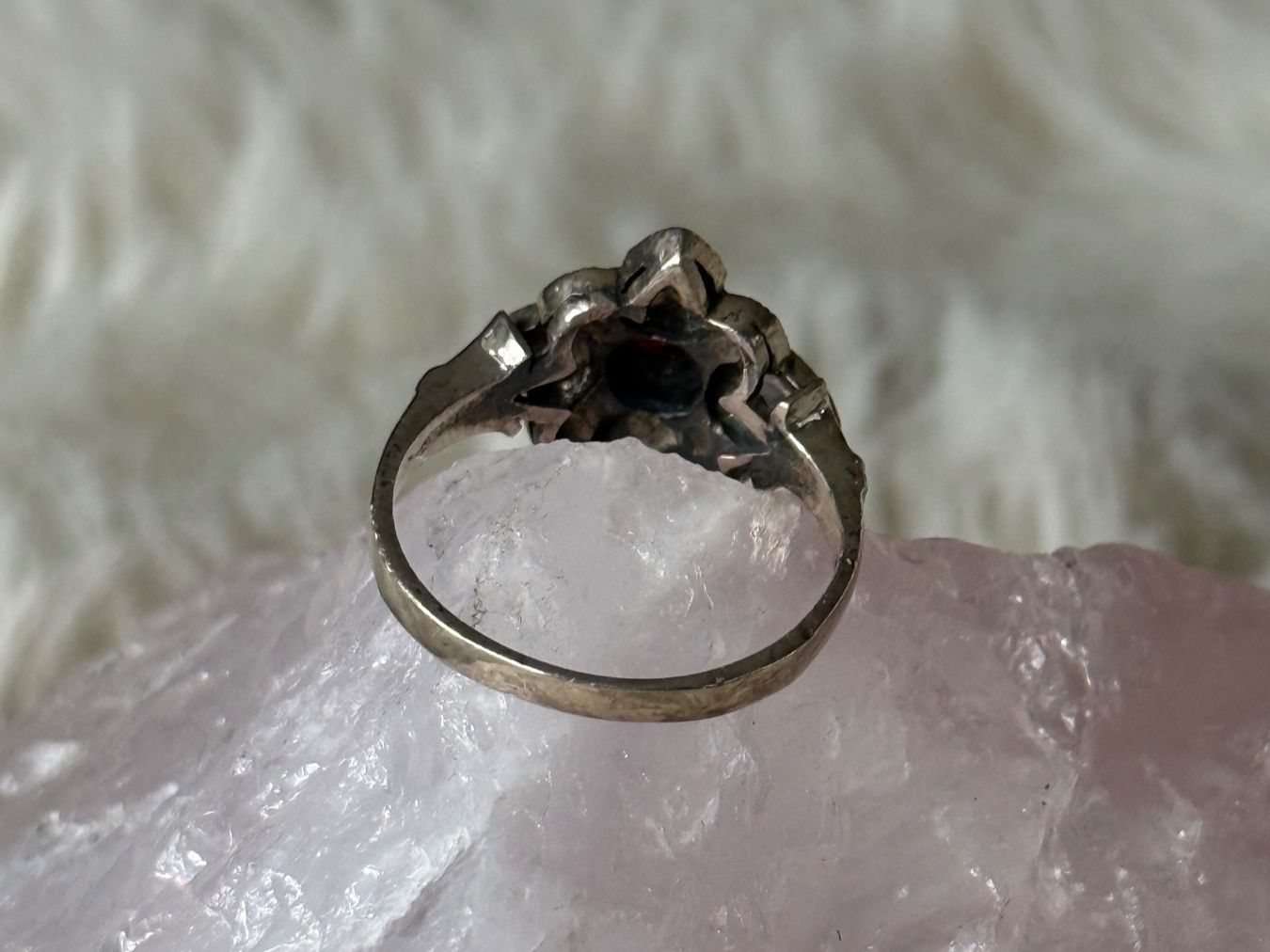 Anelli: Vintage Silberring 925 mit rotem Stein – Usato da Istighofen venduto da Ringparadies 2