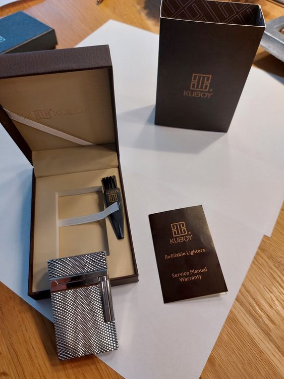 Elegantes Clipper Gas-Feuerzeug – Metallic Blau/rosegold, Mit Sofortgravur, Nachfüllbar