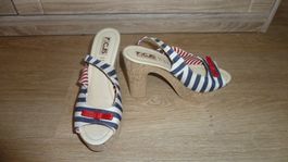 Pumps Schuhe Grosse 39 Kork Leder Stoff