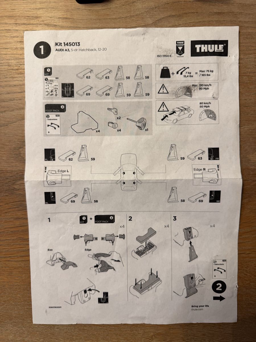Thule Dachträger: Thule Kit 145013 Audi A3, 5 portes, 2012-2020 – Gebraucht aus Céligny von hem_5fch 2