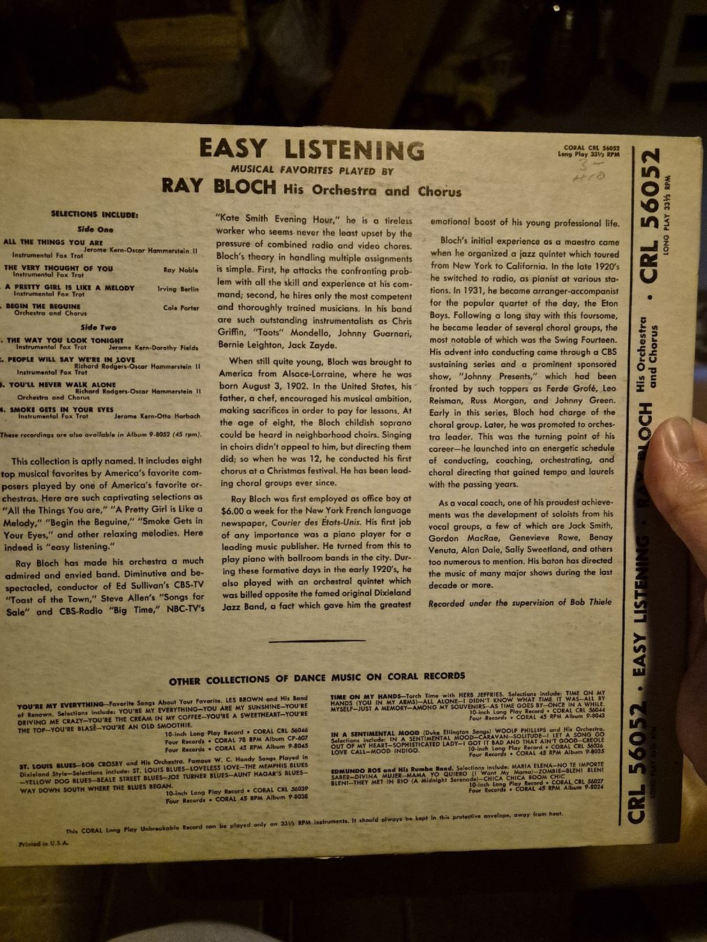 Dischi in vinile: Ray Bloch - Easy Listening Schallplatte, – Usato da Grandval venduto da JeroenK 1
