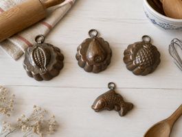 4 alte Kupfer Backformen für die Puppenstube/Puppenküche