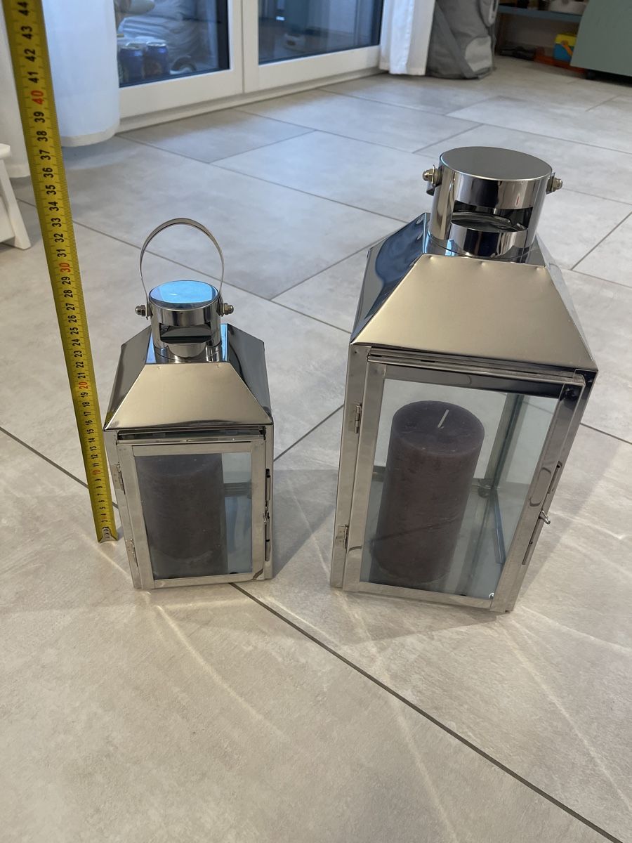 Lanterne: 2er Set Windlichter / Laternen, Metall/Glas – Usato da Au ZH venduto da ilagali