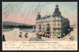 Zürich, Hotel Bellevue mit Qualbrücke 