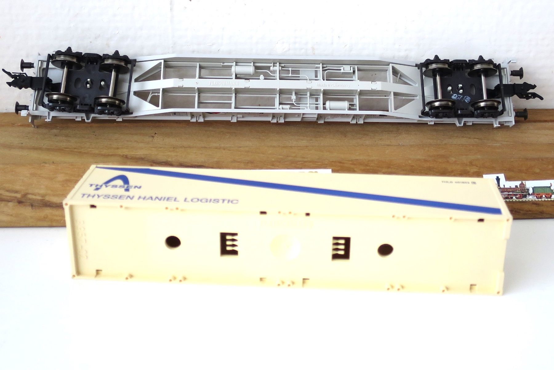 Fleischmann Modellini di ferrovie: FLEISCHMANN 5251 DB WAGON PORTE CONTAINER THYSEN HANNIEL – Usato da Gland venduto da FRtrains 4