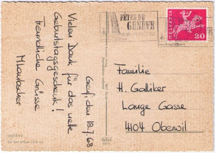 Cartoline postali: Genf / Genève - Jet d'eau – Usato da Binningen venduto da Mountainrider 1