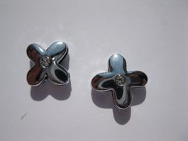 5 Metallperlen 12mm, Schiebeperle X mit Strass 2 in 1,