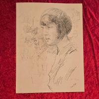 Hanni Bay Litho Portrait Bob Frisur handsigniert Original
