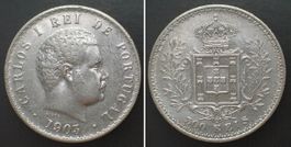 PORTUGAL 500 Reis 1903 KARL I. Silber ERHALTUNG! f.unz