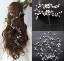 Haarschmuck Braut Kristalle Perlen silber neu