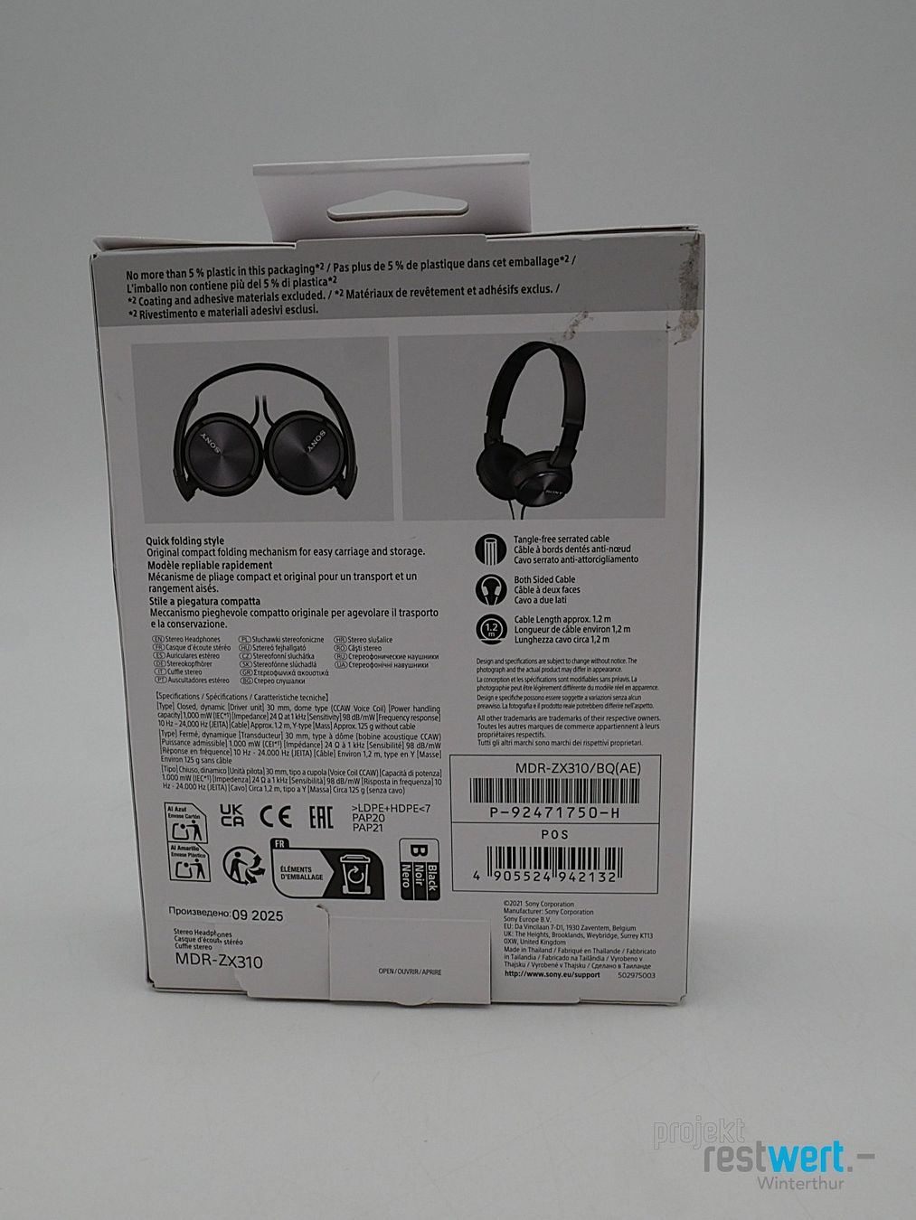 Sony Cuffie: SONY MDR-ZX310 Kopfhörer Kabel, schwarz – Nuovo (secondo la descrizione) da Winterthur venduto da Restwert_Winterthur 3