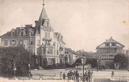 Burgdorf BE, Obere Bahnhofstrasse, belebt, um 1910