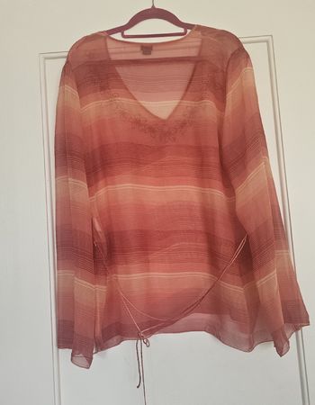 Bluse / tunika Damen Grösse L gestreift mit Stickerei