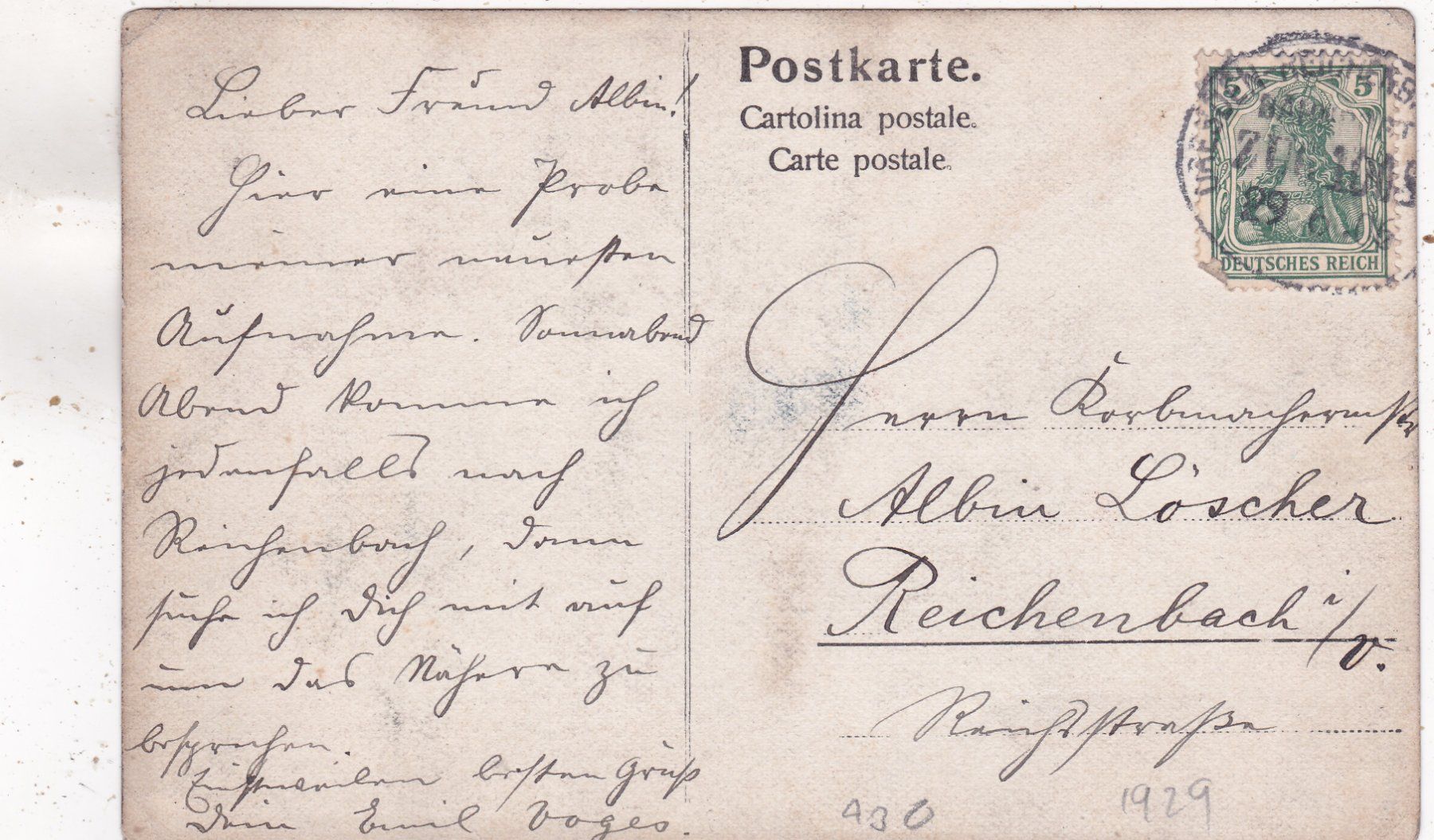 Cartoline postali: Deutschland Verkauf Transportkörbe – Usato da Herisau venduto da Lisegrat2008 1
