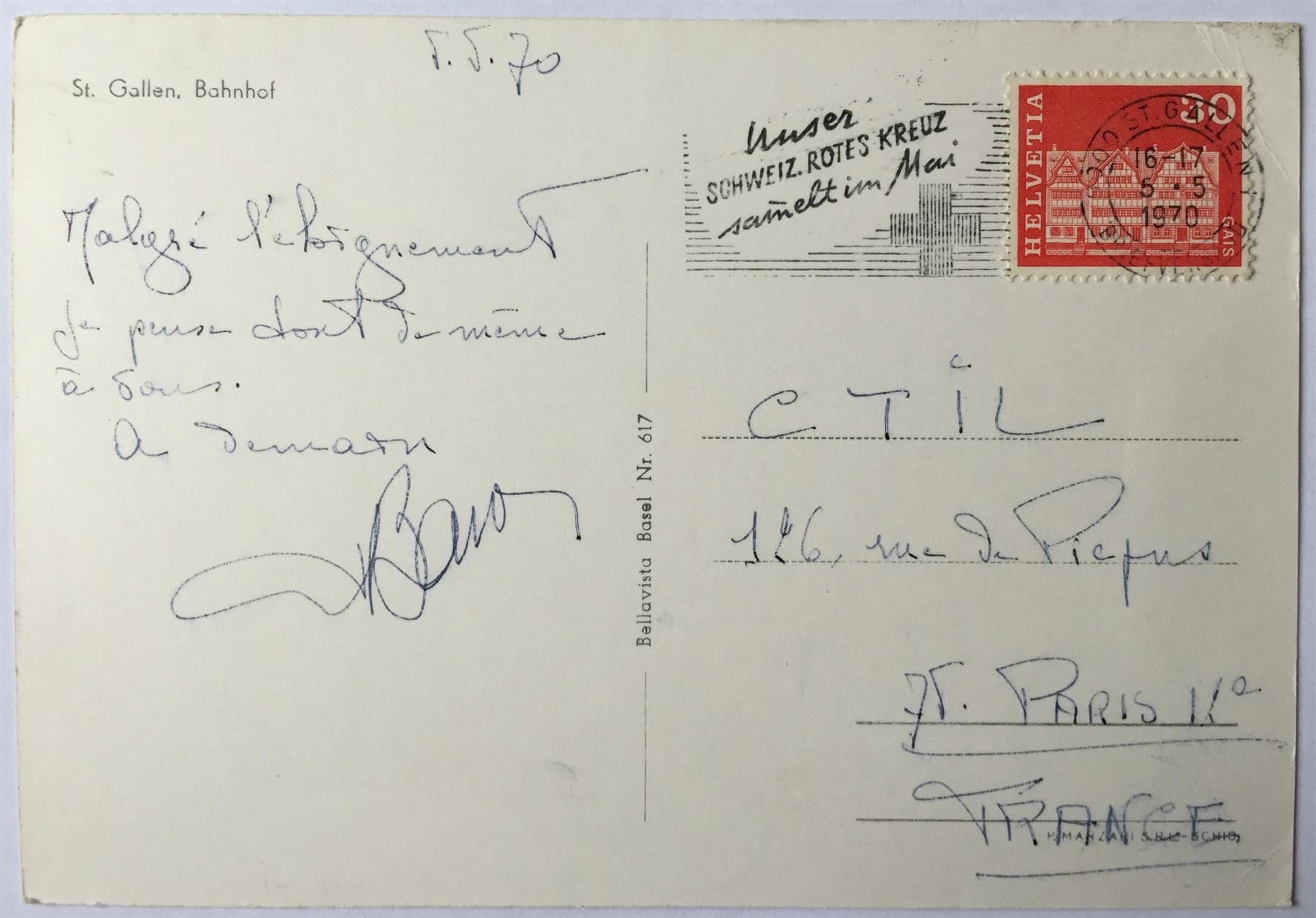 Cartoline postali: ST. GALLEN Bahnhof, Trolleybus, Postauto – Usato da Jona venduto da philajona 1