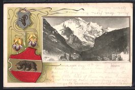 Litho Interlaken, Jungfrau, Wappen, 1901