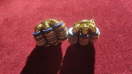 Vintage Ohrclips, blau/goldfarben, Top Zustand, 70 Jahre