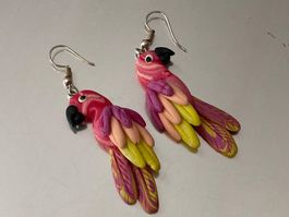 Boucles d'oreilles perroquets multicolores pâte polymère ...