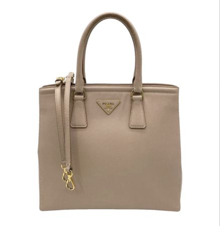 Prada Saffiano Lux Tote Beige Cameo 2Way mit Karte