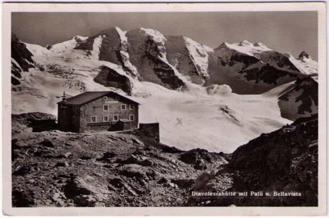 Ansichtskarten: Diavolzzahütte mit Piz Palü – Gebraucht aus Binningen von Mountainrider