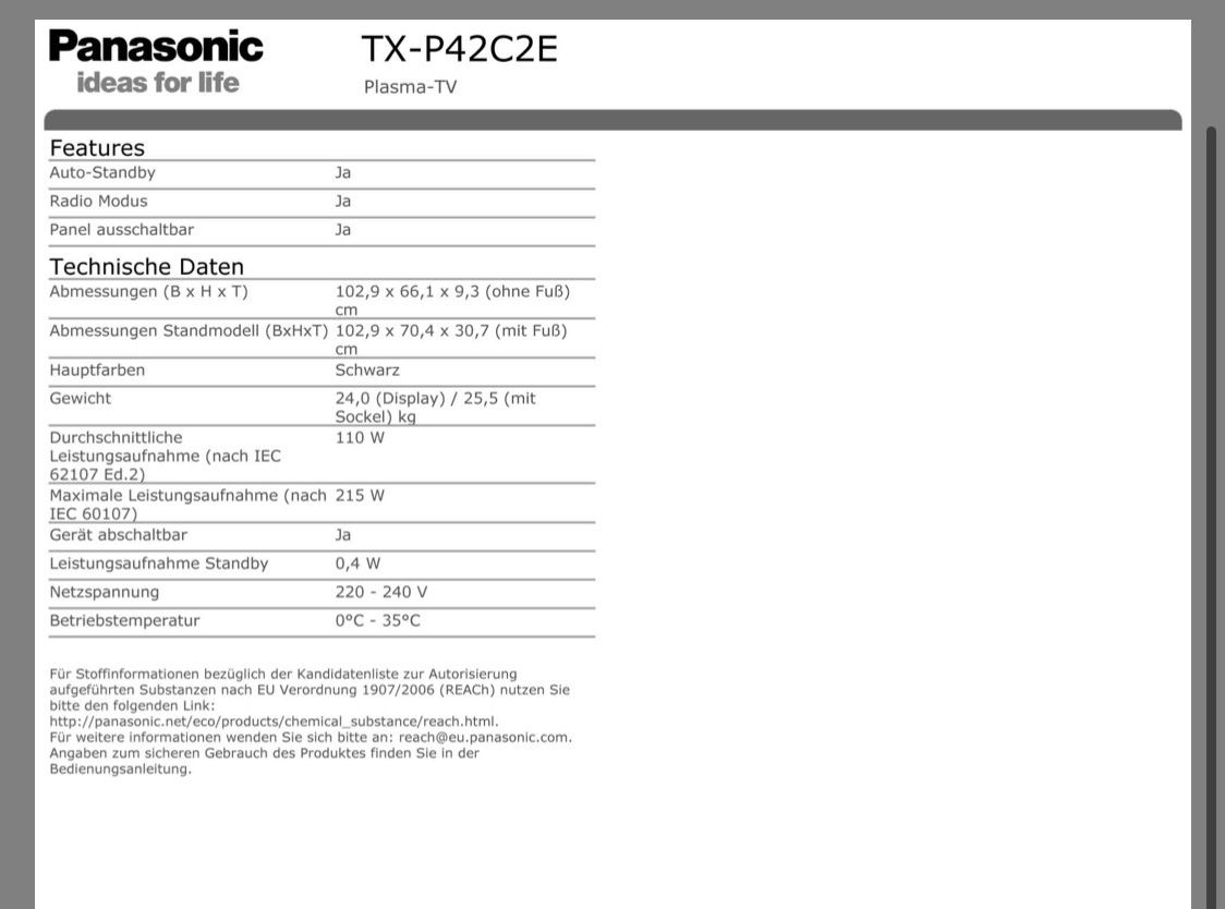 Panasonic Televisori: Gebrauchter Panasonic Viera Fernseher – Usato da Bottenwil venduto da tob_f5yd 3