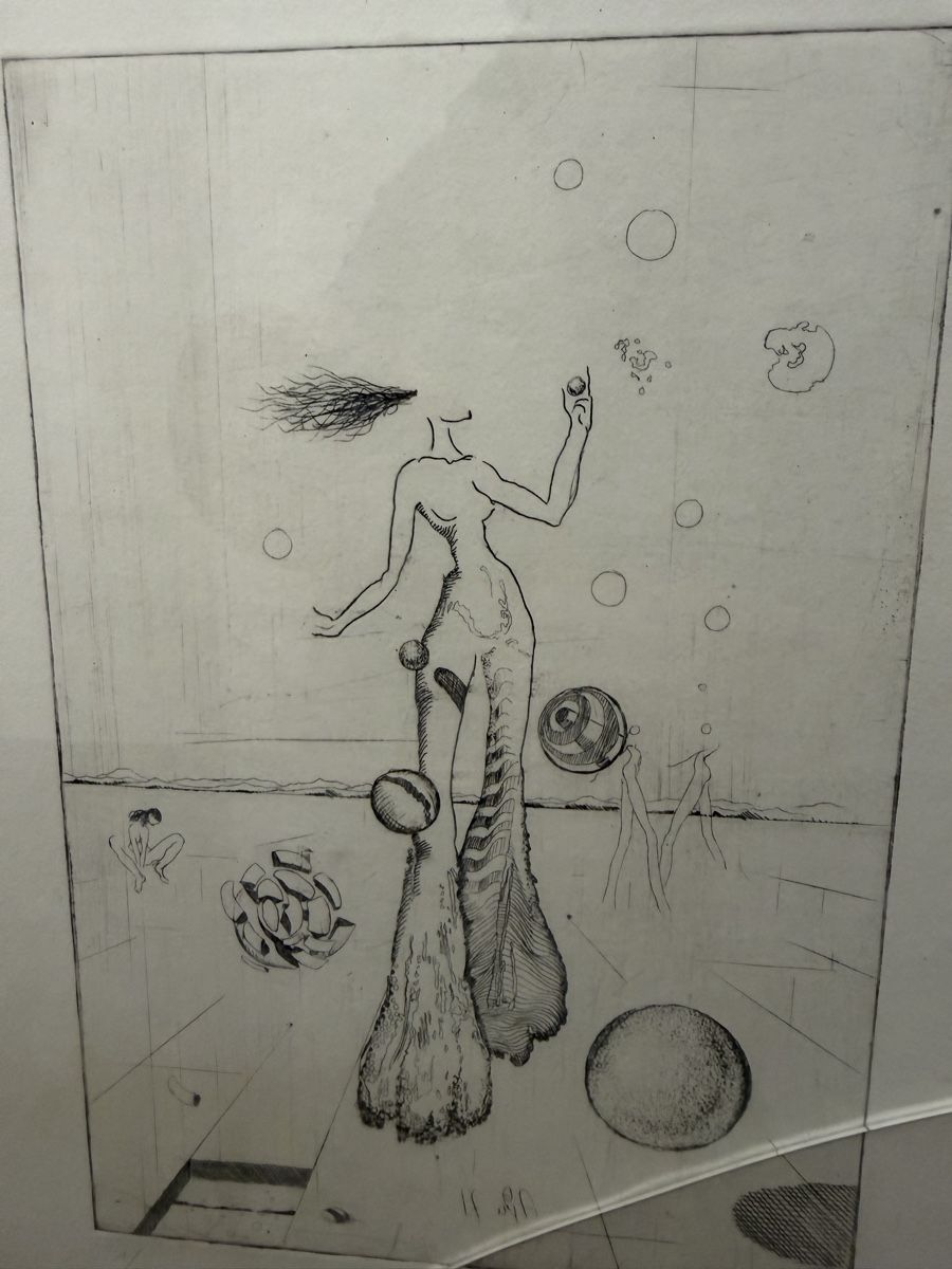 Gemälde: Alte surreale Original Radierung, 1973, Nr. 1/10 – Gebraucht aus Horn von HanSolo. 2