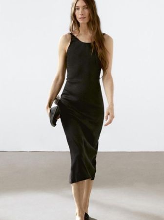 Neue Massimo Dutti Midikleid aus Lein Gr.40, schwarz