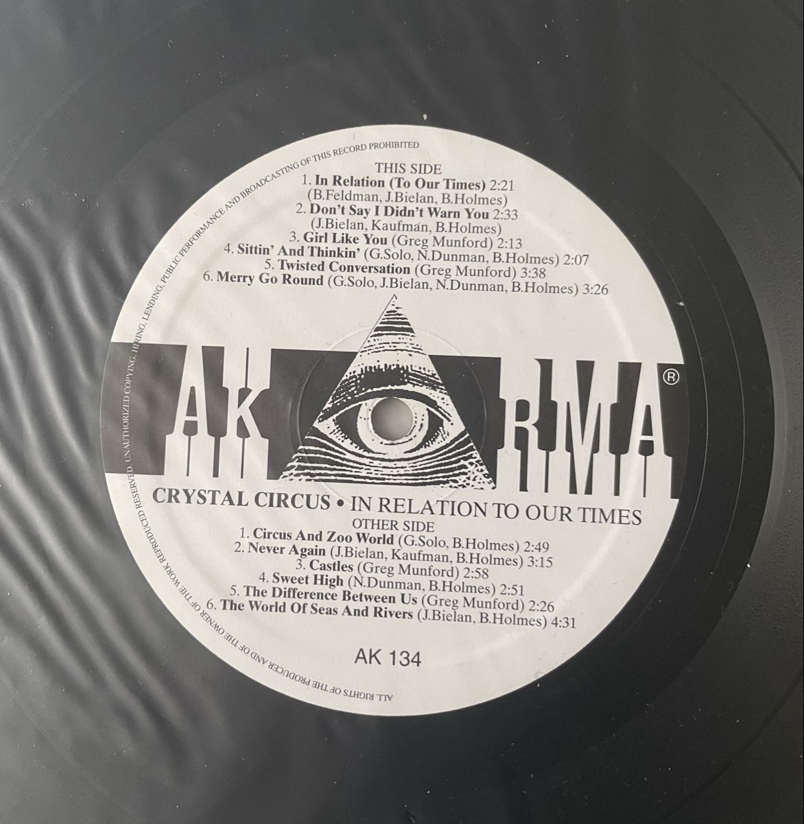 Schallplatten: Crystal Circus - AKARMA - Vinyl LP - in Relation  – Gebraucht aus Olten von Bluespapst 2