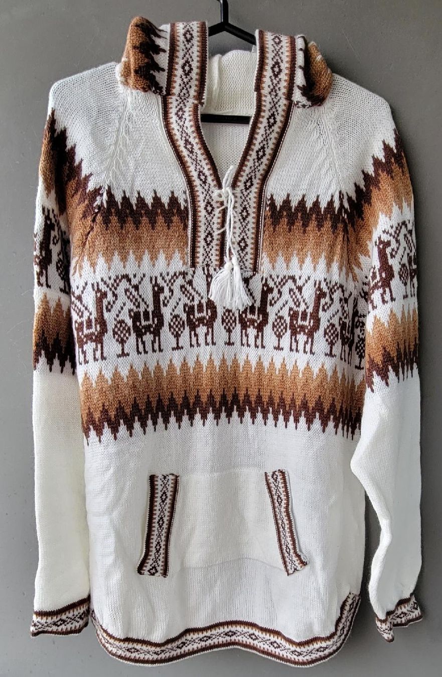 Maglioni & Felpe: wunderschöner Alpaka Pullover Gr.L, Farbe Weiss, NEU!! – Nuovo (secondo la descrizione) da Lima- Peru venduto da Alpaka-Haus