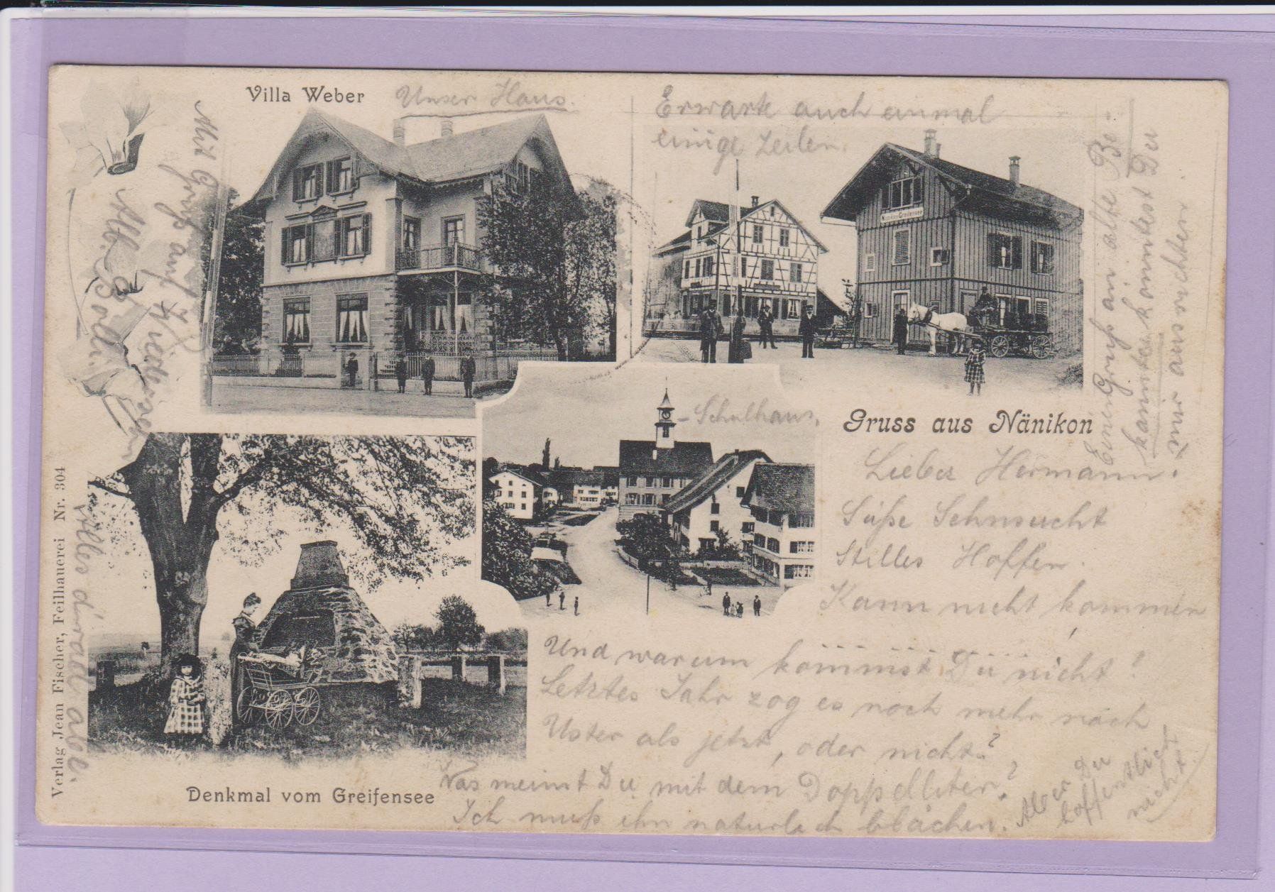 Cartoline postali: Nänikon  -  alte Ansichtskarte mit Stab-Stempel  Dürstelen – Usato da Vitznau venduto da Ropaku