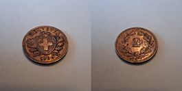 Schweiz 2 Rappen 1909 fast ungebraucht - seltener Jahrgang!