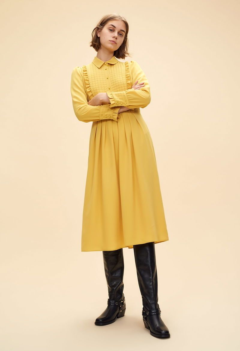 Claudie Pierlot Vestiti: Robe Claudie Pierlot, jaune, taille 36 – Nuovo (secondo la descrizione) da Morges venduto da sandy069 6