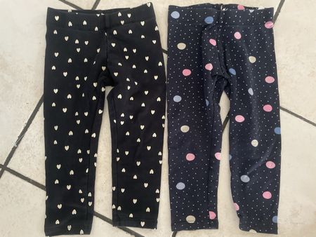2 H&M Leggins Mädchen Grösse 92 Herz und Pünktli 2tlg